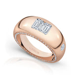 Double Emerald Paved Pinky Ring