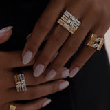 Blade Emerald & Pear Round Pave Ring