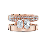 Oval & Emerald Double Ring