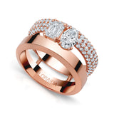 Oval & Emerald Double Ring