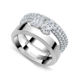 Oval & Emerald Double Ring