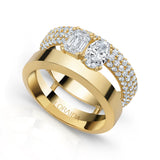 Oval & Emerald Double Ring