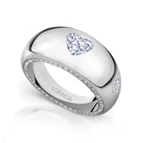 Heart Paved Rim Pinky Ring