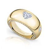 Heart Paved Rim Pinky Ring