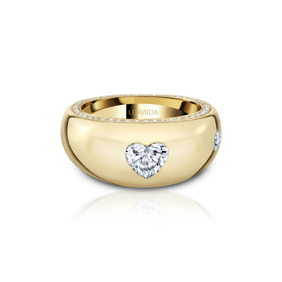 Heart Paved Rim Pinky Ring