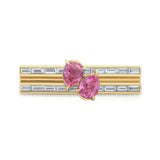 Blade Edge Double Pear Pink Sapphire & Baguette Ring