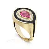 Pink Tourmaline Black Enamel Ring
