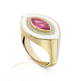 Pink Tourmaline White Enamel