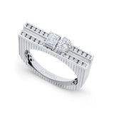 Blade Edge Baguette & Pear Round Pave Ring