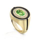 Green Tourmaline Black Enamel Pinky Ring