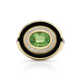 Green Tourmaline Black Enamel Pinky Ring
