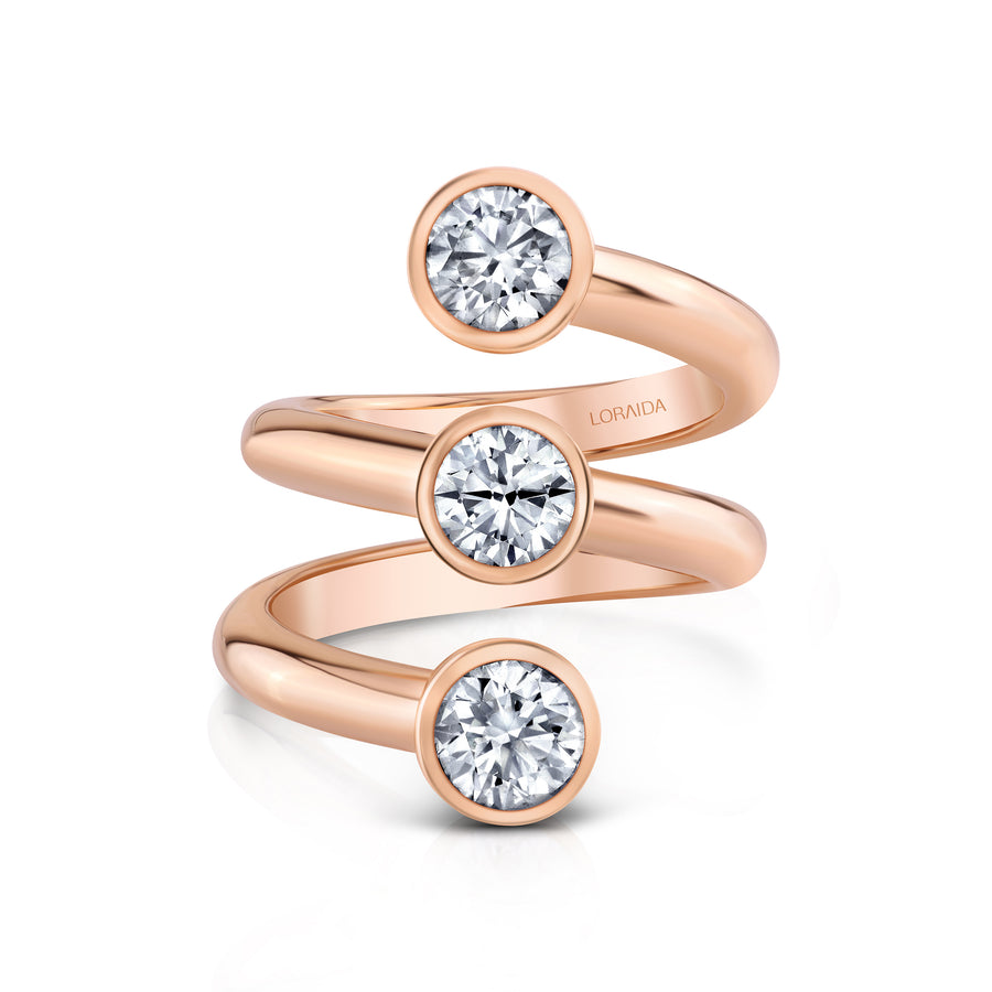 Vortex Round Triple Stone Ring – Loraida Jewelry