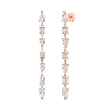 Flowing Pear and Baguettes Diamond Earrings